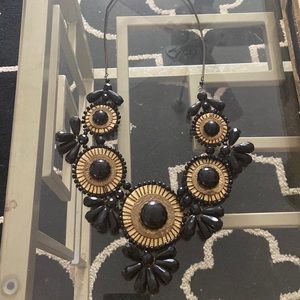 Black beaded statement necklace. *Beads-good condition, chain-used condition.*